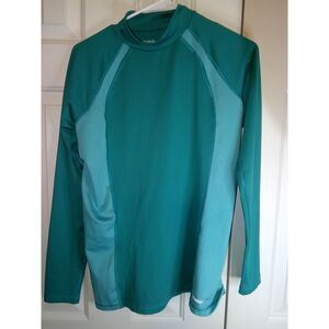 Vintage Reebok Play Dry Athletic Long Sleeve Performance Top Two-Tone Teal‎ XL